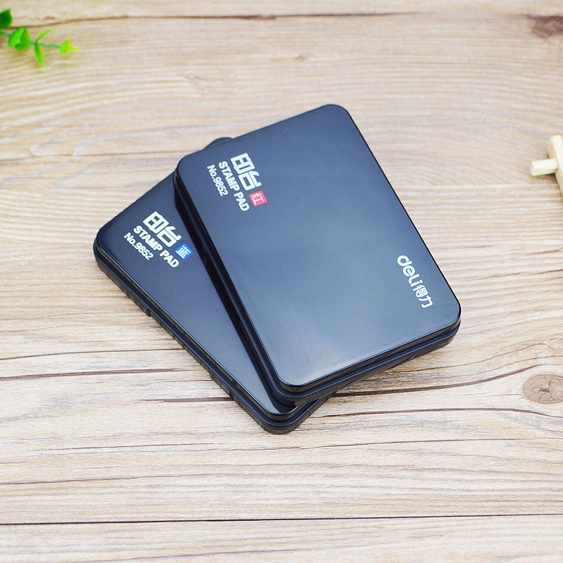 得力deli9852a水性快干布面印台12084mm便携速干印台红